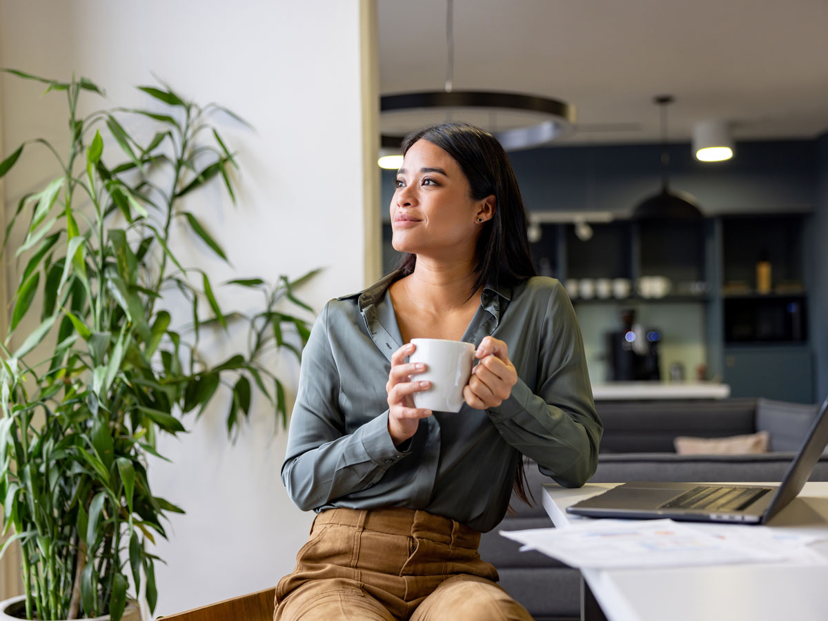 Woman drinking coffee